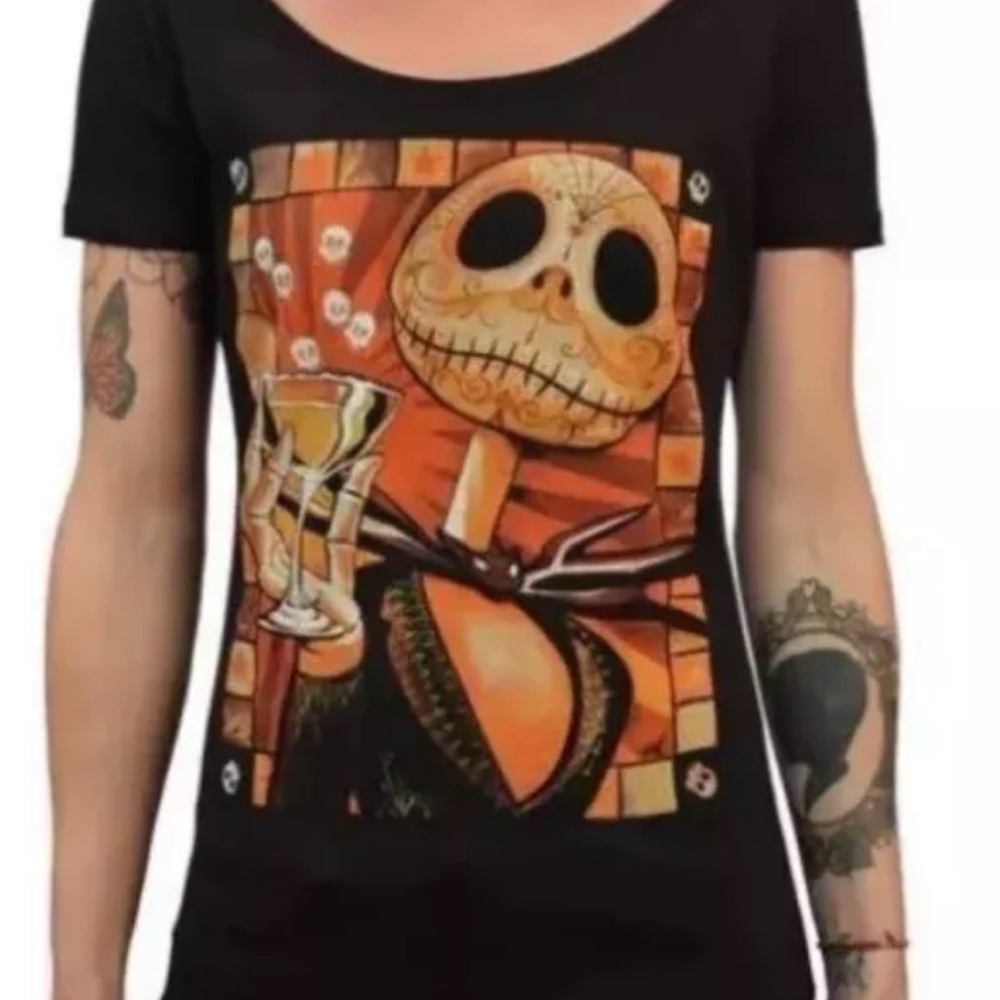 Lowbrow Art Jack Celebrates Black Tee Tattoo Mike Bell Skellington Skull Large